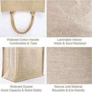 Hot Selling Custom Logo Jute Tote <b>Bag</b> with <b>Long</b> Handle Recyclable Waterproof Beach and Travel Groceries Letter Pattern - Product Image 3