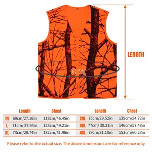 เสื้อกั๊กกลา<span class=keywords><strong>ง</strong></span>แจ้งสำหรับผู้ชาย, เสื้อกั๊กสำหรับ M-4XL สีส้มสำหรับเดินป่าตกปลาตั้<span class=keywords><strong>ง</strong></span>แคมป์ล่าสัตว์ - Product Image 3
