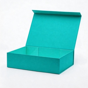 Boîtes cadeaux rigides pliables personnalisées, couleur cyan bleu fantaisie, avec nœud en ruban - Product Image 6