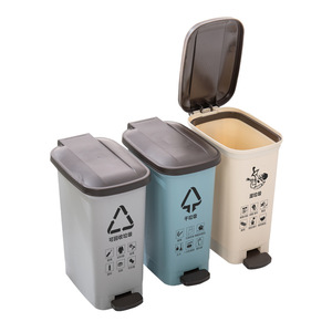 Foot Operated Recycling Bins 10L Rectangular Indoor Dry Wet Separation Odor Proof Kitchen Bathroom Living Room Use - Product Image 5