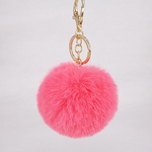 Wholesale <strong>Bulk</strong> Bag Charms Multicolor 8cm Big Rabbit Fur Ball Pom Pom <strong>Keychain</strong> for Women - Product Image 2