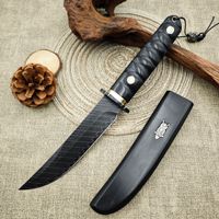 Japanisches Damaszener Stahlmesser, Outdoor-Überlebensmesser, Multifunktionales Scharfes Gerades Messer für Outdoor-Camping