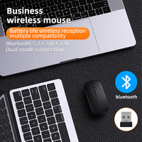 Set Keyboard tetikus Mini nirkabel 2.4G, dapat diisi ulang untuk Keypad Opto elektronik untuk penggunaan kantor rumah Notebook senyap tipis