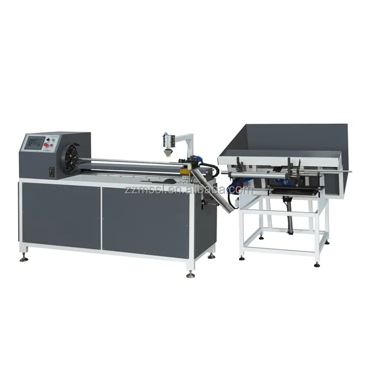 เครื่องทำท่อกระดาษแบบขนานอัตโนมัติเครื่องม้วนท่อกระดาษชำระแบบเกลียวเครื่องตัดท่อกระดาษแข็ง
