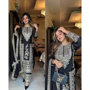 Exclusivo Salwar Kameez Indio Pakistaní Listo para Usar, Lavable a Máquina, Diseño Étnico Moderno, Bordado para Mujer, Ropa de Fiesta - Product Image 1