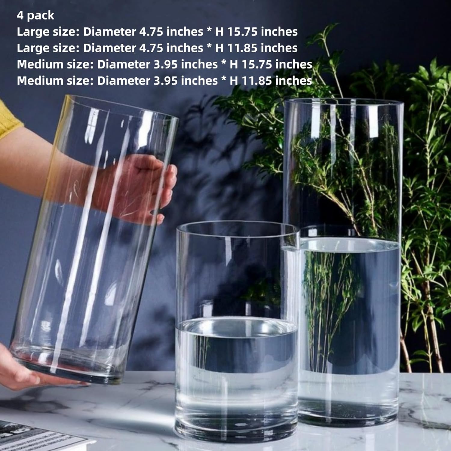 Vaso In Acrilico Trasparente 30x10 Cm - Infrangibile, Moderno Per Fiori, Decorazione Per Casa, Ufficio E Matrimoni - Foto 8