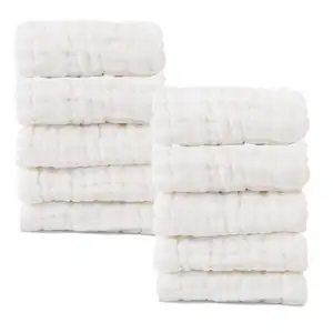 Chiffons de lavage en mousseline personnalisés, serviette de bain douce, 6 couches de chiffons naturels pour bébés filles, pièces