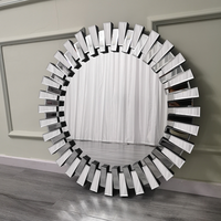 Miroir mural rond en cristal argenté en forme de feuille, style Antique et élégant, décoration pour le soleil, avec cadre en argent