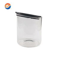 Vielzahl von bleifreien High Boro silikat glas Vorrats glas Lebensmittel glas mit schwarzem Holzdeckel