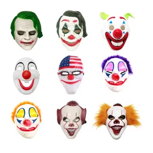 万圣节装饰品摄影道具不同颜色搞笑小丑面具派对装饰万圣节面具