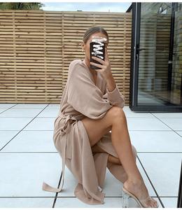 Abito Lungo Avvolgente in Maglia per Donna, Autunno Inverno, Oversize Elegante, Vestito <span class=keywords><strong>da</strong></span> <span class=keywords><strong>Giorno</strong></span> Sexy con Scollo a V, Abbigliamento Femminile per le Vacanze - Product Image 2