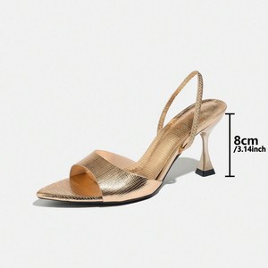 Eleganti <span class=keywords><strong>Sandali</strong></span> Slingback da <span class=keywords><strong>Donna</strong></span> con Punta Affusolata, Tacco Medio Dorato Metallizzato, Comodi Tacchi a Gattino, Scarpe Eleganti <span class=keywords><strong>per</strong></span> Ufficio e Lavoro - Product Image 5
