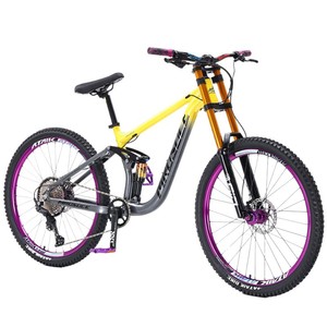 Vélo <span class=keywords><strong>de</strong></span> montagne tout-terrain 26/27,5 pouces en alliage d'aluminium, suspension avant/arrière, freins à disque doubles, frein à huile, amortisseur - Product Image 5