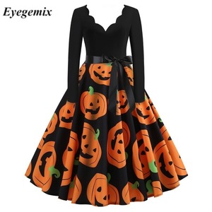Abito autunnale a maniche lunghe 2022 all'ingrosso lanterna di <span class=keywords><strong>zucca</strong></span> Spider Net Halloween Fancy Dress per le donne - Product Image 4
