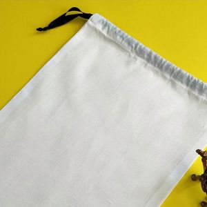 Hot Sale Recyclable Small Cotton <b>Drawstring</b> Gift Bag Double Ribbons Cotton Fabric Jewellery <b>Pouch</b> With Logo Print - Product Image 4