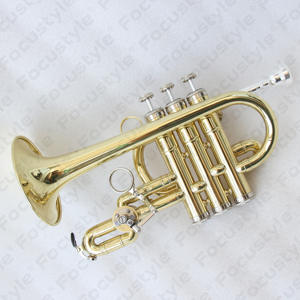 Trompeta Piccolo Bb/A de oro/plata de gama alta, instrumento de rendimiento, Trompeta Piccolo con válvula rotativa, S, 1/2 - Product Image 2