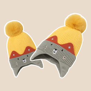 Dễ Thương Ngoài Trời Trẻ Em Mùa Đông Beanie Khăn Tai Bảo Vệ Trẻ Em Mềm Mại Ấm Áp Dệt Kim Mũ Thiết Lập - Product Image 2