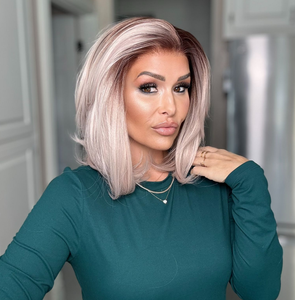 Perruque Courte Ondulée pour Femme, Racine Brune, Perruque Synthétique Ondulée Naturelle Résistante à la Chaleur avec Dentelle 13x4 pour Fête et Style Tendance - Product Image 3