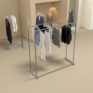 Expositor <span class=keywords><strong>de</strong></span> <span class=keywords><strong>Ropa</strong></span> <span class=keywords><strong>de</strong></span> Acero Inoxidable <span class=keywords><strong>de</strong></span> Doble Fila, Estante Minimalista Tipo Isla para <span class=keywords><strong>Ropa</strong></span> Femenina, Exhibición <span class=keywords><strong>de</strong></span> Moda para Tiendas - Product Image 3