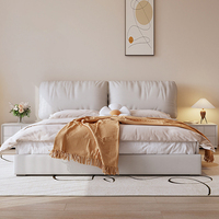 Modernes Schlafzimmermöbel Luxuriöses Kingsize-Holzbett Weiches Tatami-Lederbett Queen-Size Smart Storage Einfaches Design Stoffbezogenes Doppelbett