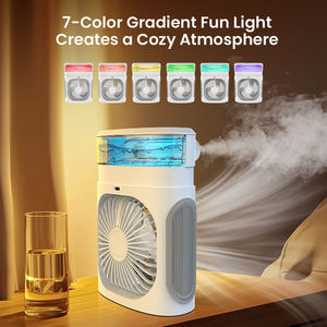 Ventilateur brumisateur portable <span class=keywords><strong>mini</strong></span> <span class=keywords><strong>rechargeable</strong></span> <span class=keywords><strong>à</strong></span> 6 jets d'<span class=keywords><strong>eau</strong></span>, <span class=keywords><strong>climatiseur</strong></span> de bureau avec lumière LED 7 couleurs, refroidissement silencieux - Product Image 1