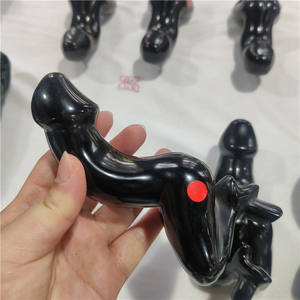 Doğal siyah obsidian taş yapay penis penis özel insansı şekilli kristal adam yapay penis horoz - Product Image 3