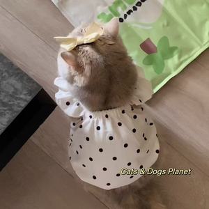 Manufacturer Wholesale Luxury Cotton Polyester <b>Linen</b> Modern Pet Princess Skirt Dog All Seasons Thin Style Polka Dot <b>Sun</b> - Product Image 3