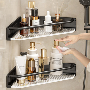 Étagère triangulaire pour salle de bain 50x30cm, support mural d'angle pour toilettes et douche - Product Image 1