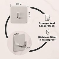 Rak handuk Stainless Steel, perekat dinding tugas berat, pegangan penyimpanan logam baru untuk lemari dapur kamar mandi