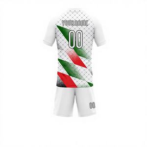 Maillot de volley-ball personnalisé à forme géométrique Palestine, blanc, noir, rouge-vert Kelly, avec logo et nom d'équipe, en polyester respirant – Vente chaude - Product Image 1