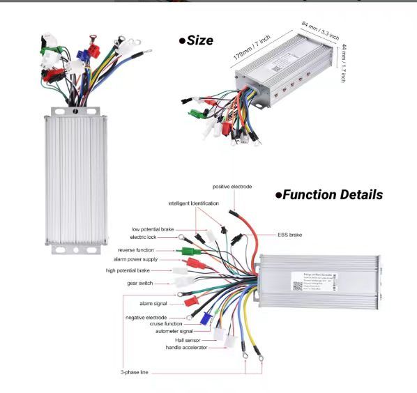Ebike 48v 60v 500w 800w 1000w DC Motor Sine Wave  Controller for Dual Drive Bldc Hub Motor