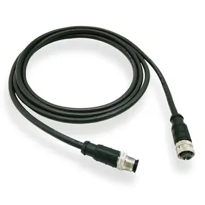 M12 conector circular de 4 pinos, conector elétrico de aviação macho para fêmea, cabo moldado de sensor para automação industrial