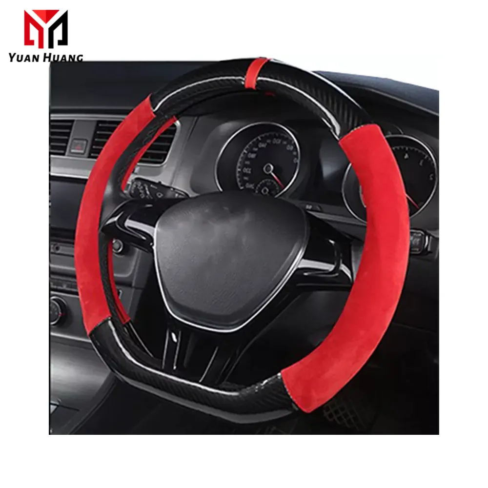 Car Interior Accessories Fashion Style Carbon Fiber Universal Car Steering Wheel Covers for 38cm diameter