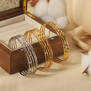 Bracelet style rétro français, en acier inoxydable plaqué or 18 carats, incrusté de zircon, ajouré, pour femme, bijoux de fête - Product Image 2