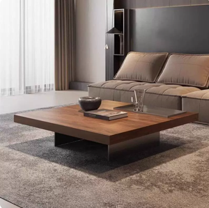 Tavolino da Caffè Moderno Minimalista Quadrato <span class=keywords><strong>in</strong></span> Noce, Design Fluttuante Minimalista Italiano Wabi-Sabi <span class=keywords><strong>in</strong></span> <span class=keywords><strong>Legno</strong></span> <span class=keywords><strong>Massello</strong></span> per Soggiorno - Product Image 4