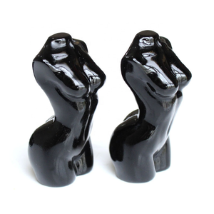 ナチュラルブラック黒曜石クリスタルマンモデル裸の彫刻クリスタル女性の体の像 - Product Image 5