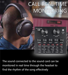 Professional Studio Audio Interface <strong>Recording</strong> External Live <strong>Sound</strong> <strong>Card</strong> V8 for <strong>Condenser</strong> <strong>Microphone</strong> - Product Image 4