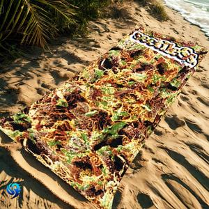 Fabricants de serviettes en gros personnalisé à la mode pas cher Tropical Ocean Island Map Pattern Digital Printing Serviette de plage - Product Image 2