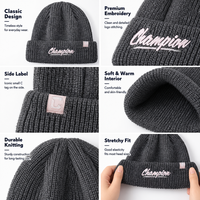 Bonnet brodé en tricot côtelé rayé avec revers, doux, respirant, en acrylique, chaud, pour homme et femme, idéal pour la rue et l'extérieur