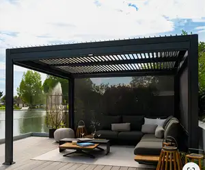Shanghai pergola patio metal pergola with adjustable louver roof 5x4 exterior