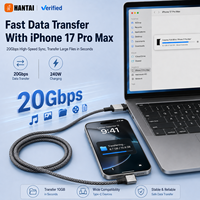 Câble d'extension USB-C à angle droit, mâle vers femelle, transfert de données 20 Gbps, charge rapide 240 W, câble Type-C tressé