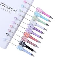 Stylo Bille Métallique Multicolore 1,0 mm avec Perles Florales DIY Esthétiques et Élégantes, en Bambou et Plastique – Indispensable pour la Rentrée Scolaire