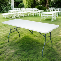 Table Pliante Moderne Portable en Plastique HDPE Blanc de 180cm Rectangle pour Pique-Nique Mariages Hôtels Chambres Hôpitaux