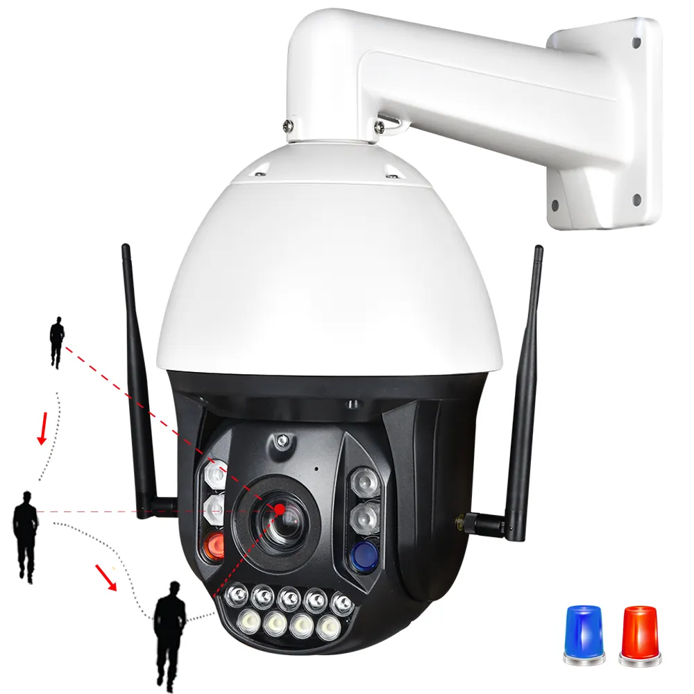 5MP Auto Tracking PTZ Camera 30X Zoom Wireless WIFI Video Surveillance IP Camera 2 Way Audio Siren Alarm IR 200M Color Night