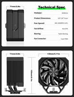 Refroidisseur de processeur silencieux upHere 120 mm, refroidisseur d'air pour processeur avec 4 caloducs, ventilateur pour processeur compatible LGA1700 AM5 AM4
