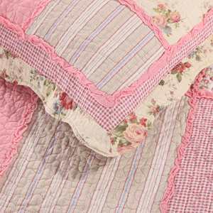 Elegantes Juegos de Cama de Algodón Rosa de 3 Piezas, Juegos de Cubrecamas Reversibles, Patchwork Floral Vintage - Product Image 4