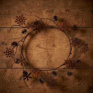 Rustic Metal Christmas Wreath With Snowflake And <b>Pinecone</b> Decorations Handmade Unlit Decorative Flowers Wreaths - Product Image 5