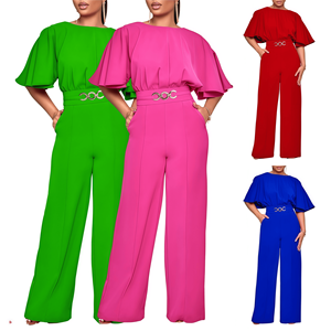 D3276 <span class=keywords><strong>tuta</strong></span> estiva <span class=keywords><strong>donna</strong></span> <span class=keywords><strong>taglie</strong></span> <span class=keywords><strong>forti</strong></span> africana a gamba larga con girocollo e tinta unita - Product Image 2