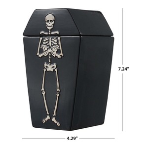 Faïence d'Halloween 28 onces en forme de cercueil Squelette Traiter Pot de stockage des aliments pour <span class=keywords><strong>la</strong></span> cuisine décoration de <span class=keywords><strong>la</strong></span> maison récipient à farine alimentaire - Product Image 3
