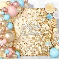 Mur extérieur carré rond scintillant à paillettes colorées pour la décoration Panneaux 4d Toile de fond à paillettes Logo personnalisé Ballon Décoration de fête